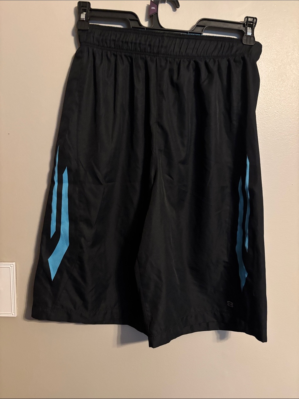Layer 8 Black Athletic Shorts with Teal Stripes